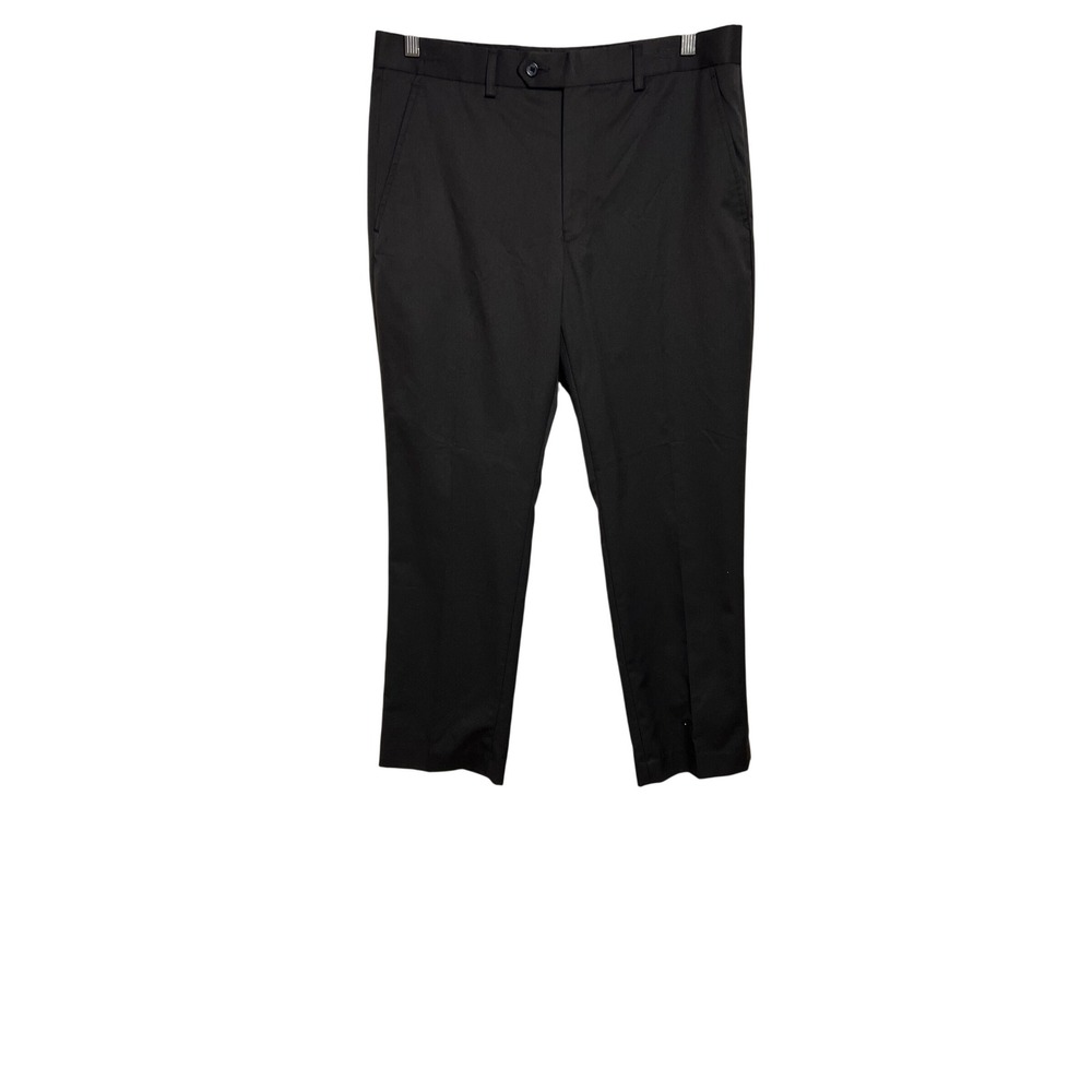 Greg Norman Dress Pants Men 34x30 Brown Flat Front‎ Viscose Blend Shark Logo D03